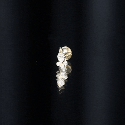 Minimal Diamond Tragus Earring in Beaded Bezel Setting