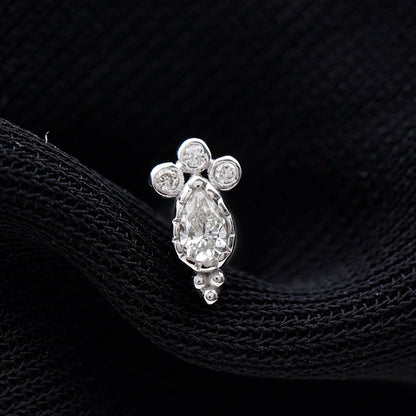 Minimal Diamond Tragus Earring in Beaded Bezel Setting