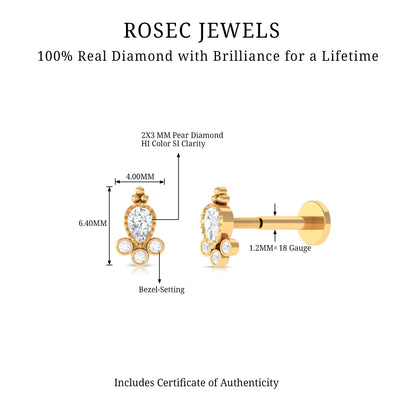 Minimal Diamond Tragus Earring in Beaded Bezel Setting