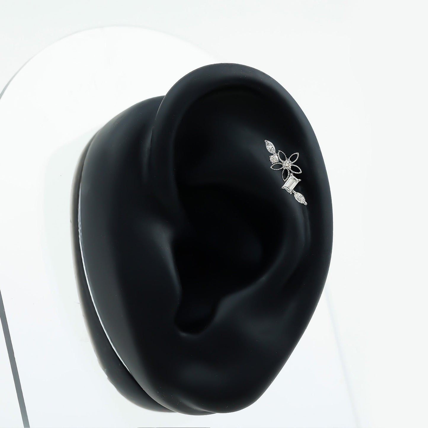 Real Diamond Flower Crawler Earring for Helix Piercing