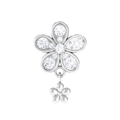 Certified Diamond Flower Helix Drop Earring