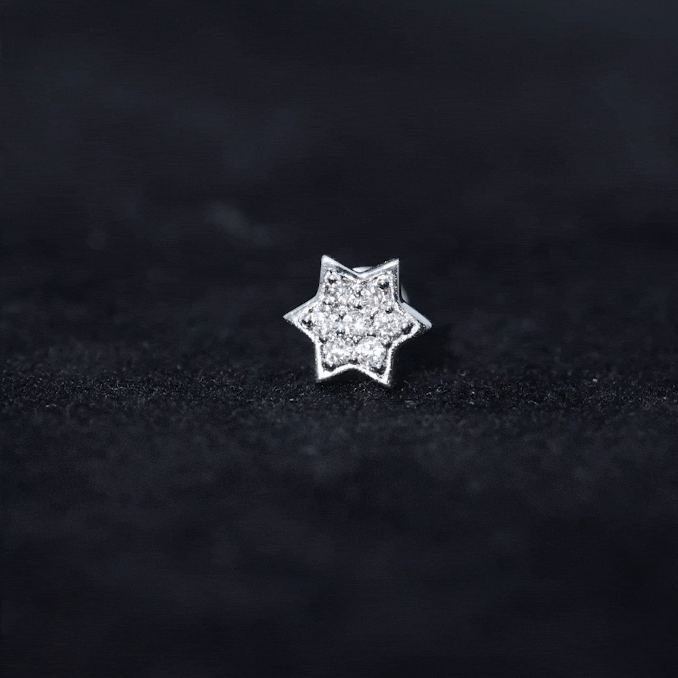 Certified Diamond Star Earring for Helix Piercing