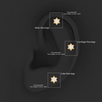 Certified Diamond Star Earring for Helix Piercing