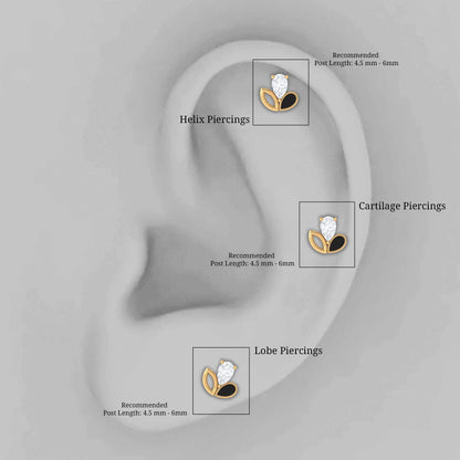 Pear Shape Diamond Leaf Earring for Helix Piercing