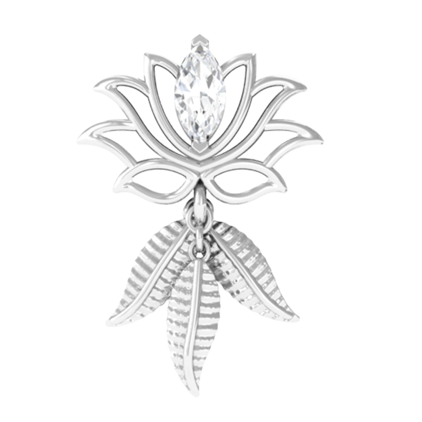 Marquise Diamond Lotus Flower Drop Earring