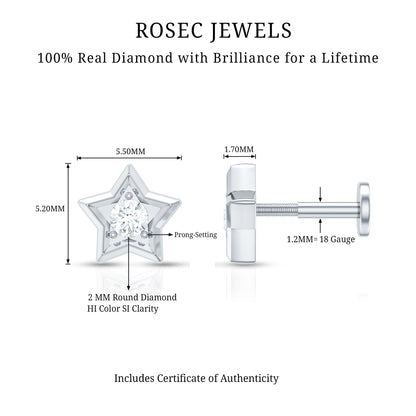 Dainty Diamond Star Earring for Tragus Piercing