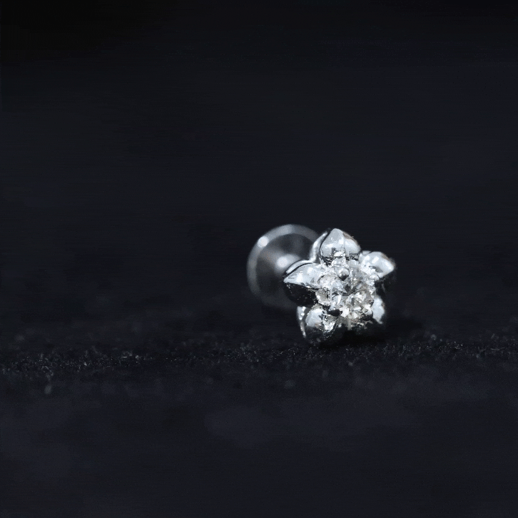 Minimal Diamond Flower Earring for Helix Piercing