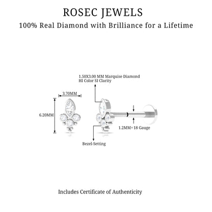 Unique Diamond Helix Earring in Bezel Setting
