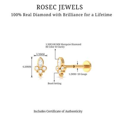 Unique Diamond Helix Earring in Bezel Setting