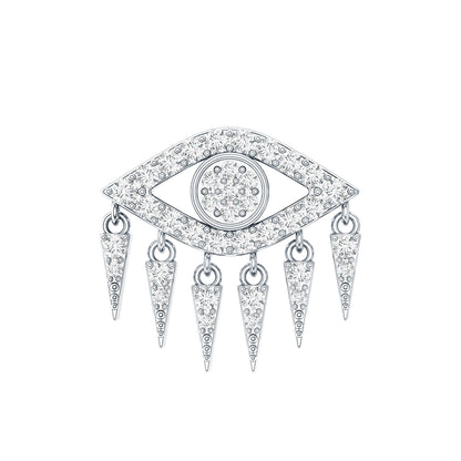 Diamond Evil Eye Earring for Upper Lobe Piercing