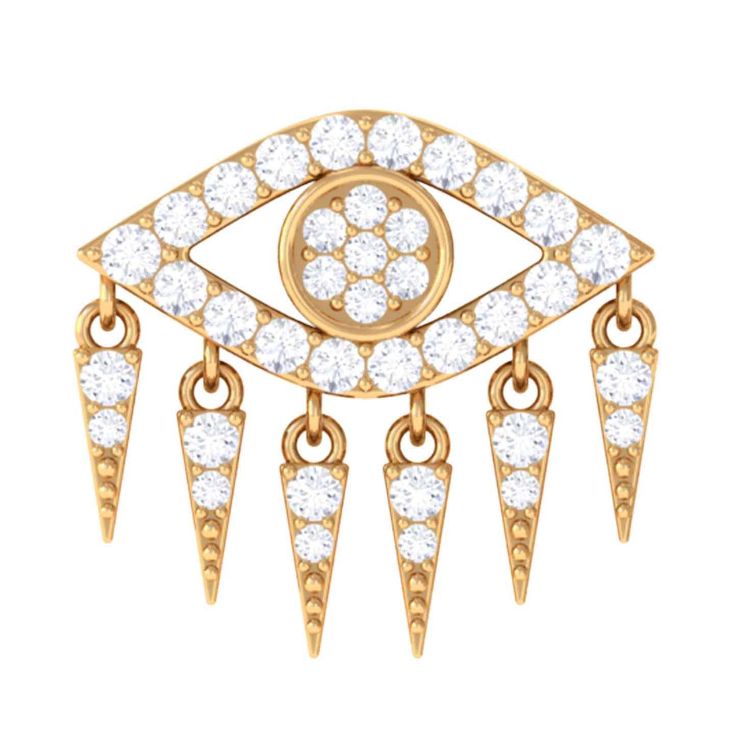 Diamond Evil Eye Earring for Upper Lobe Piercing