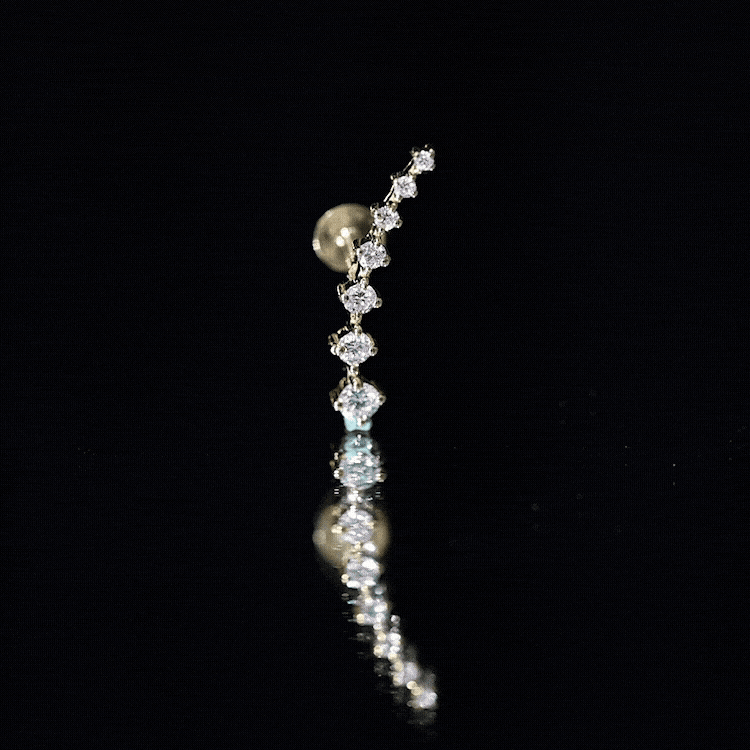 Brilliant Cut Diamond Ear Climber Earring for Helix Piercing