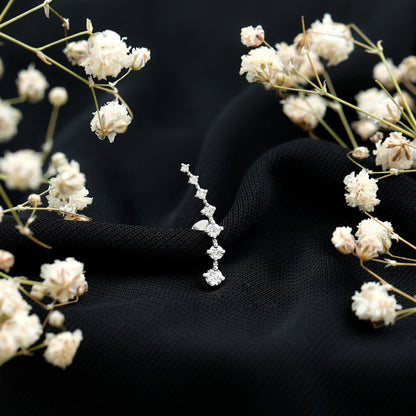 Brilliant Cut Diamond Ear Climber Earring for Helix Piercing