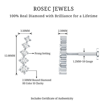 Minimal Graduated Diamond Crawler Earring