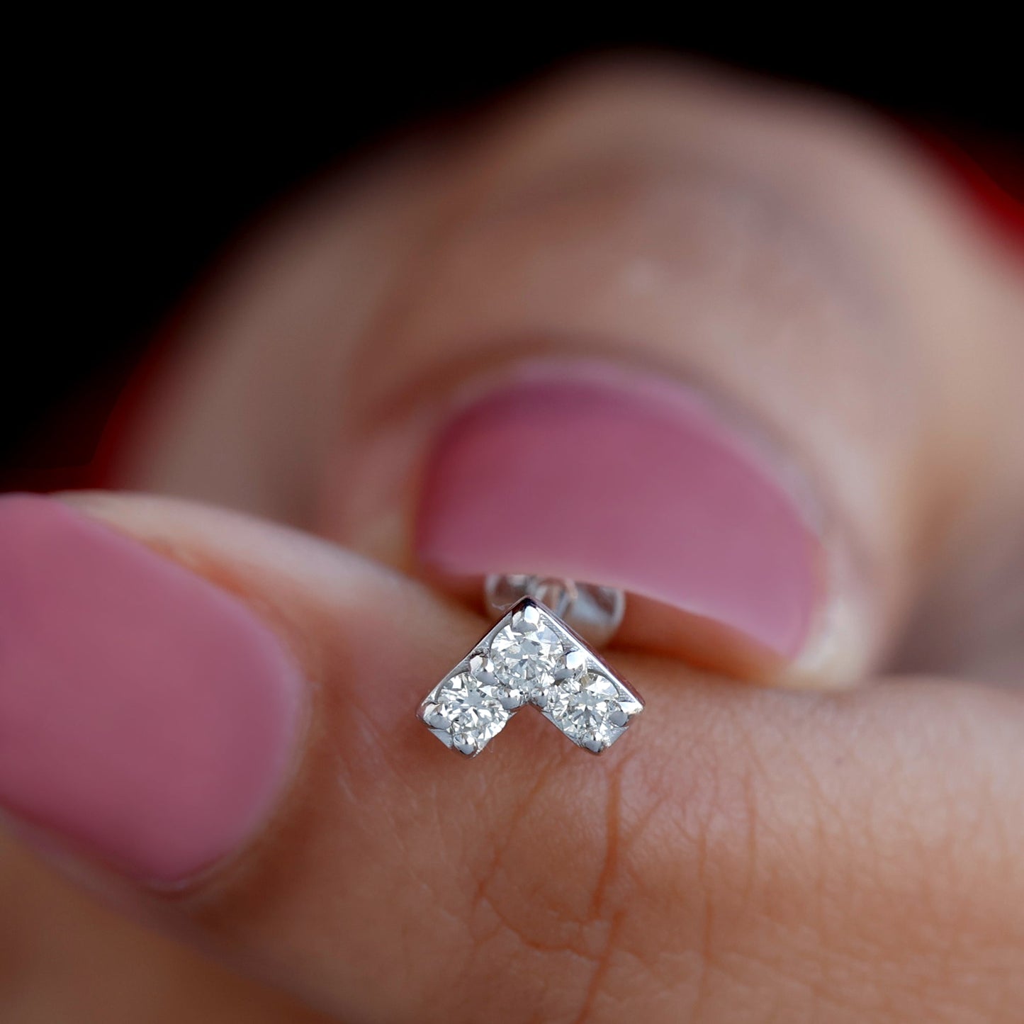 Certified Diamond Chevron V Earring for Tragus Piercing