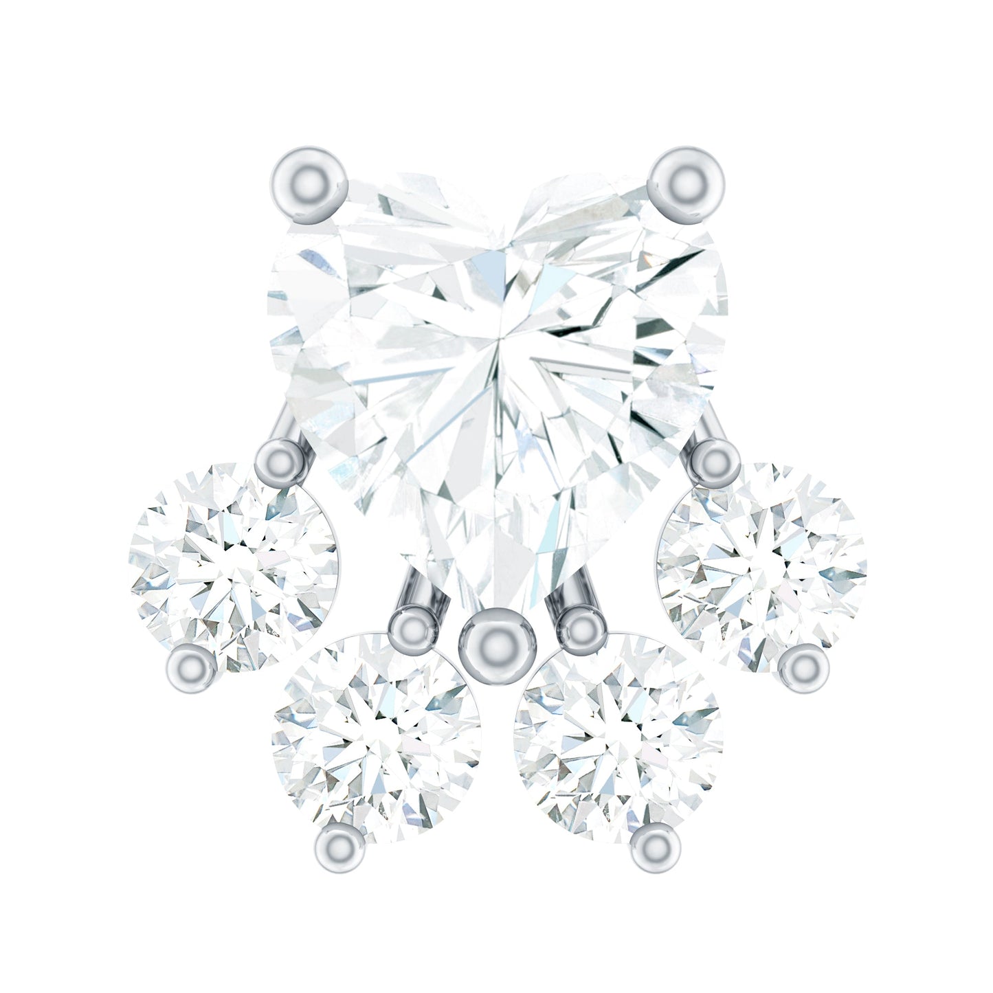 Heart Shape Diamond Dog Paw Earring for Helix Piercing