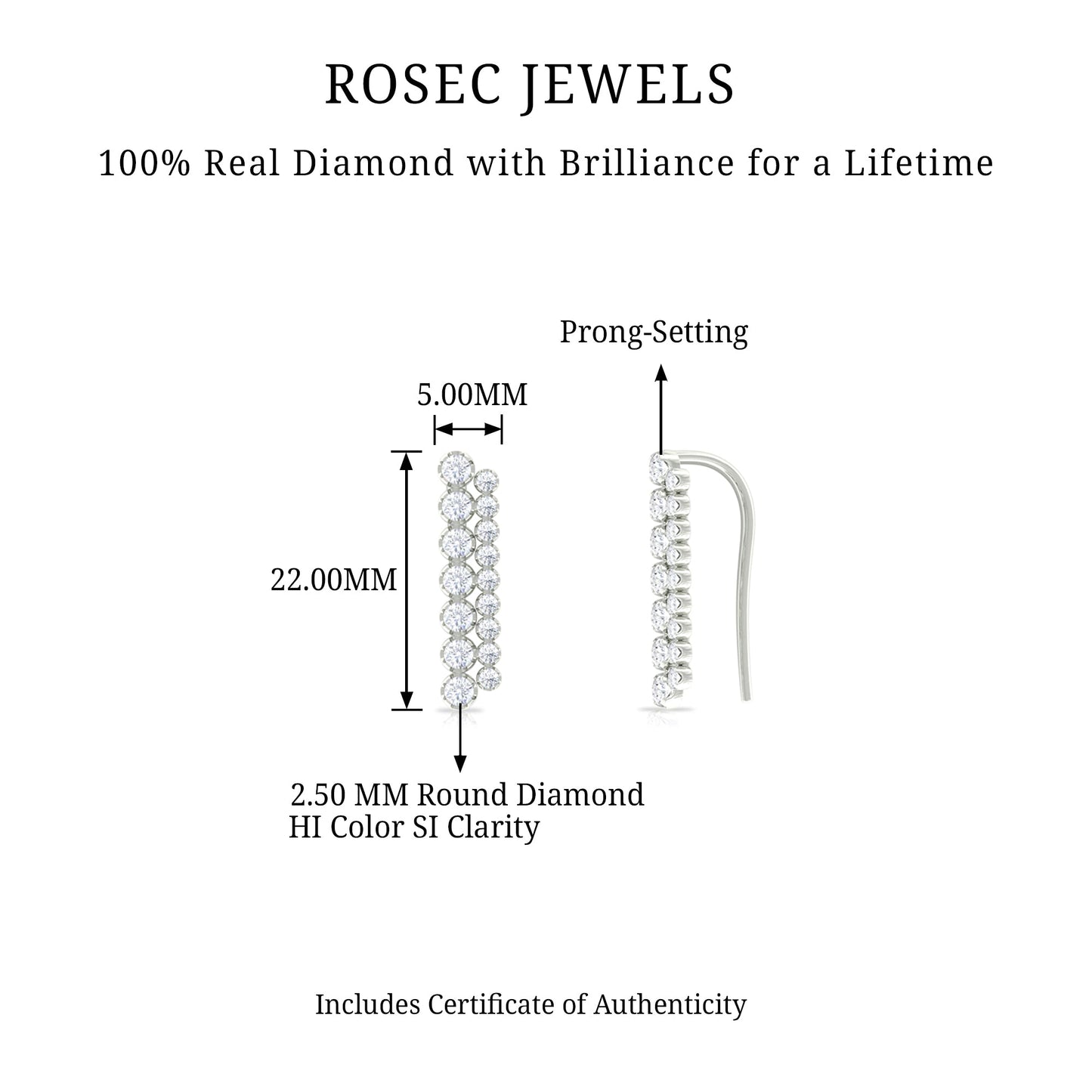Diamond Ear Climber Cartilage Earring
