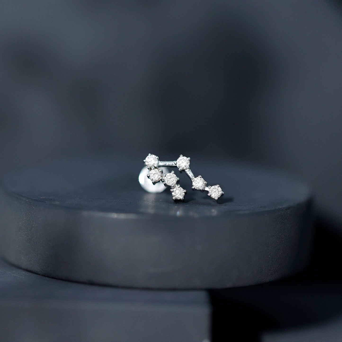 Round Diamond Gemini Zodiac Cartilage Earring