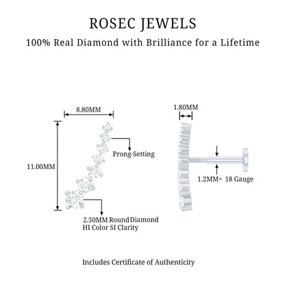 Graduated Style Diamond Ear Climber Earring