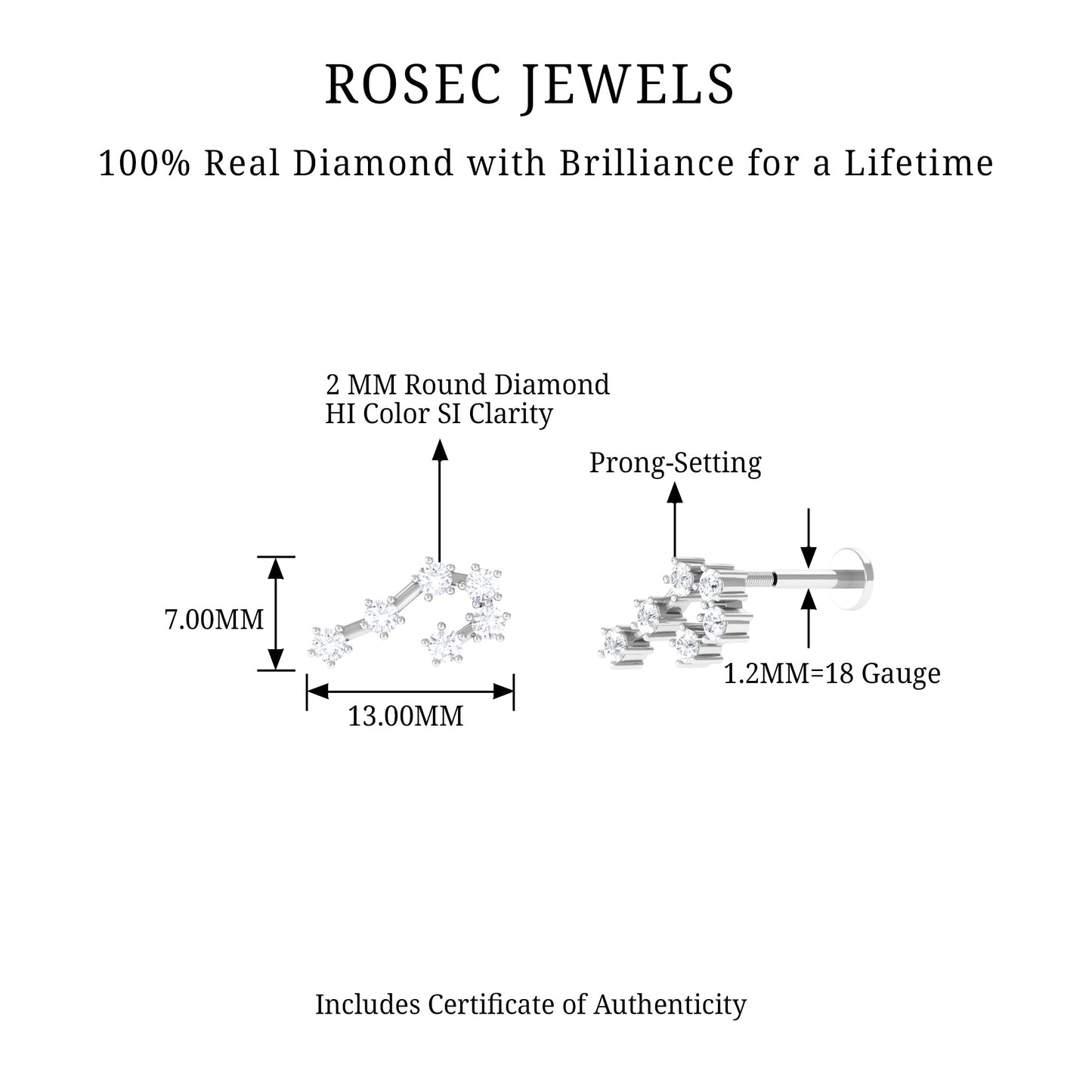 Diamond Cancer Zodiac Ear Crawler Earring