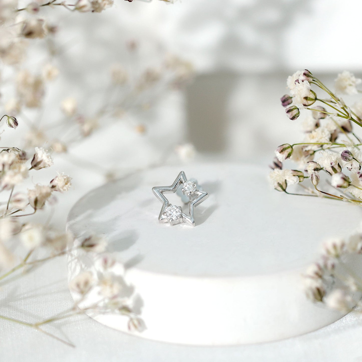 Certified Diamond Star Earring for Upper Lobe Piercing