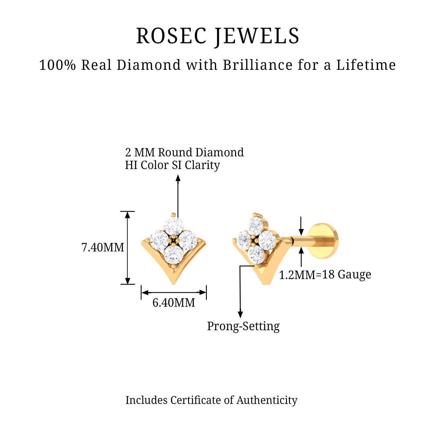 Diamond Cluster Upper Lobe Earring