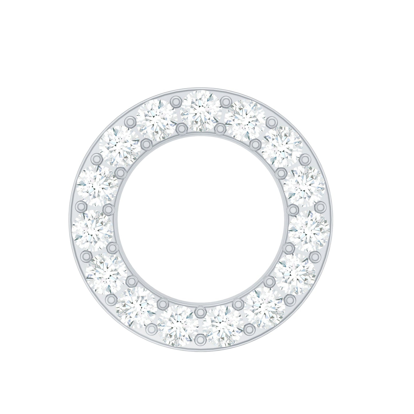 Simple Diamond Open Circle Earring with Flat Back