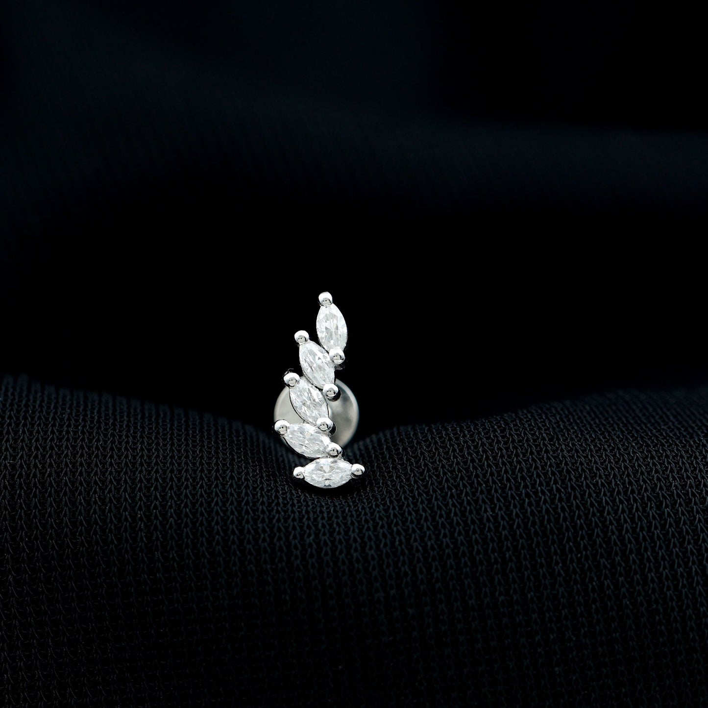 Marquise Moissanite Curved Helix Ear Crawler Earring