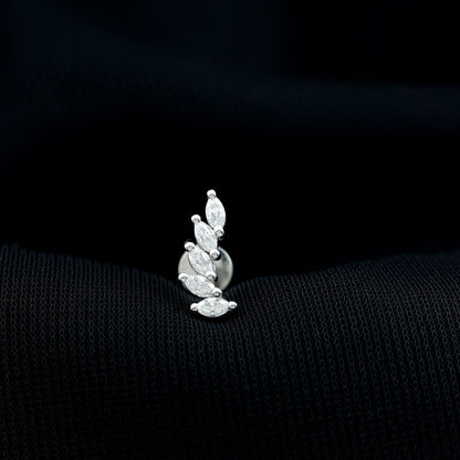 Marquise Moissanite Curved Helix Ear Crawler Earring