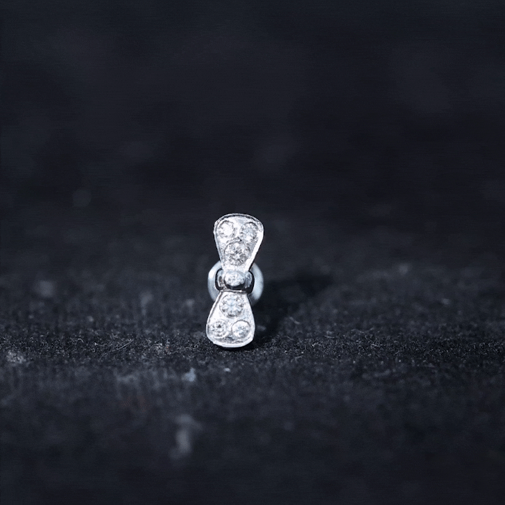 Moissanite Cute Bow Cartilage Earring with Certificate