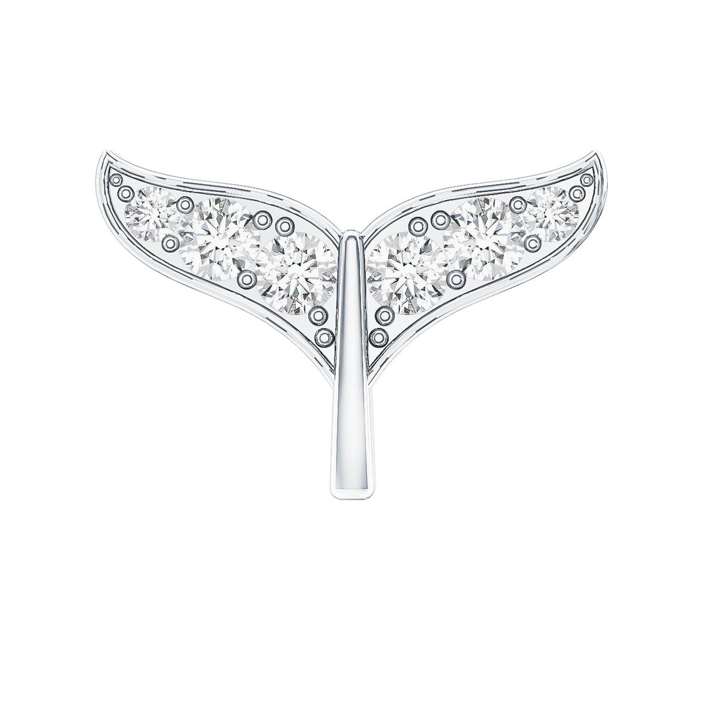 Moissanite Whale Tail Earring for Cartilage Piercing