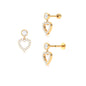 Minimal Moissanite Heart Dangle Earring for Helix Piercing