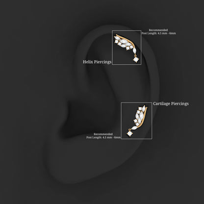 Unique Moissanite Wing Earring for Cartilage Piercing