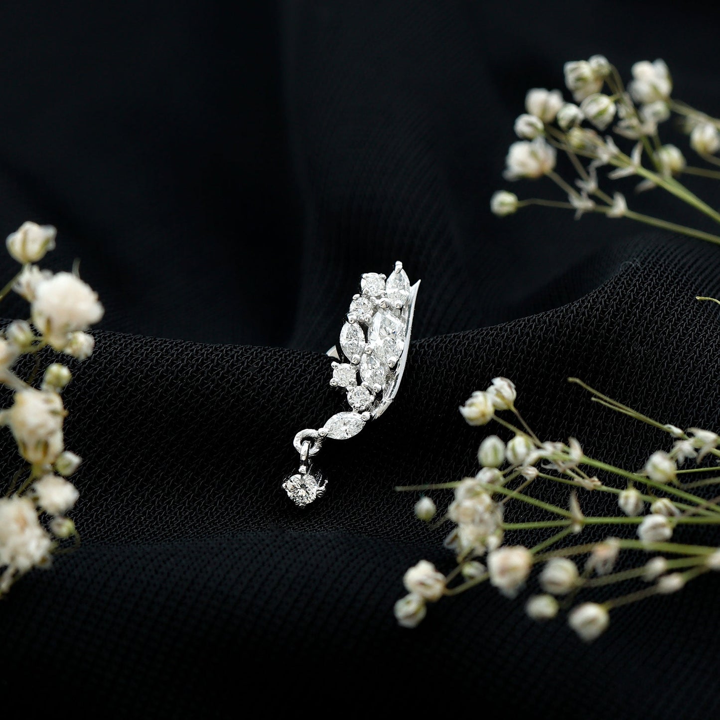 Unique Moissanite Wing Earring for Cartilage Piercing