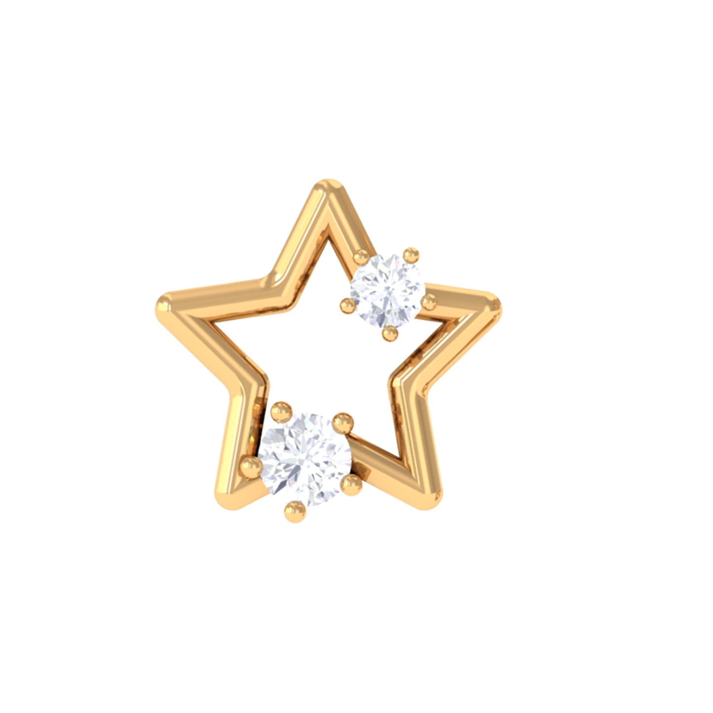 Certified Moissanite Star Shaped Earring for Upper Lobe Piercing