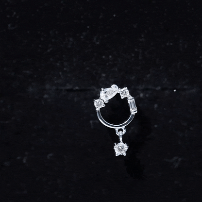Moissanite Circle Drop Earring for Cartilage Piercing