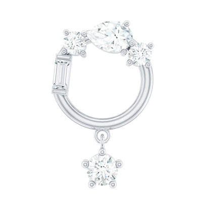 Moissanite Circle Drop Earring for Cartilage Piercing
