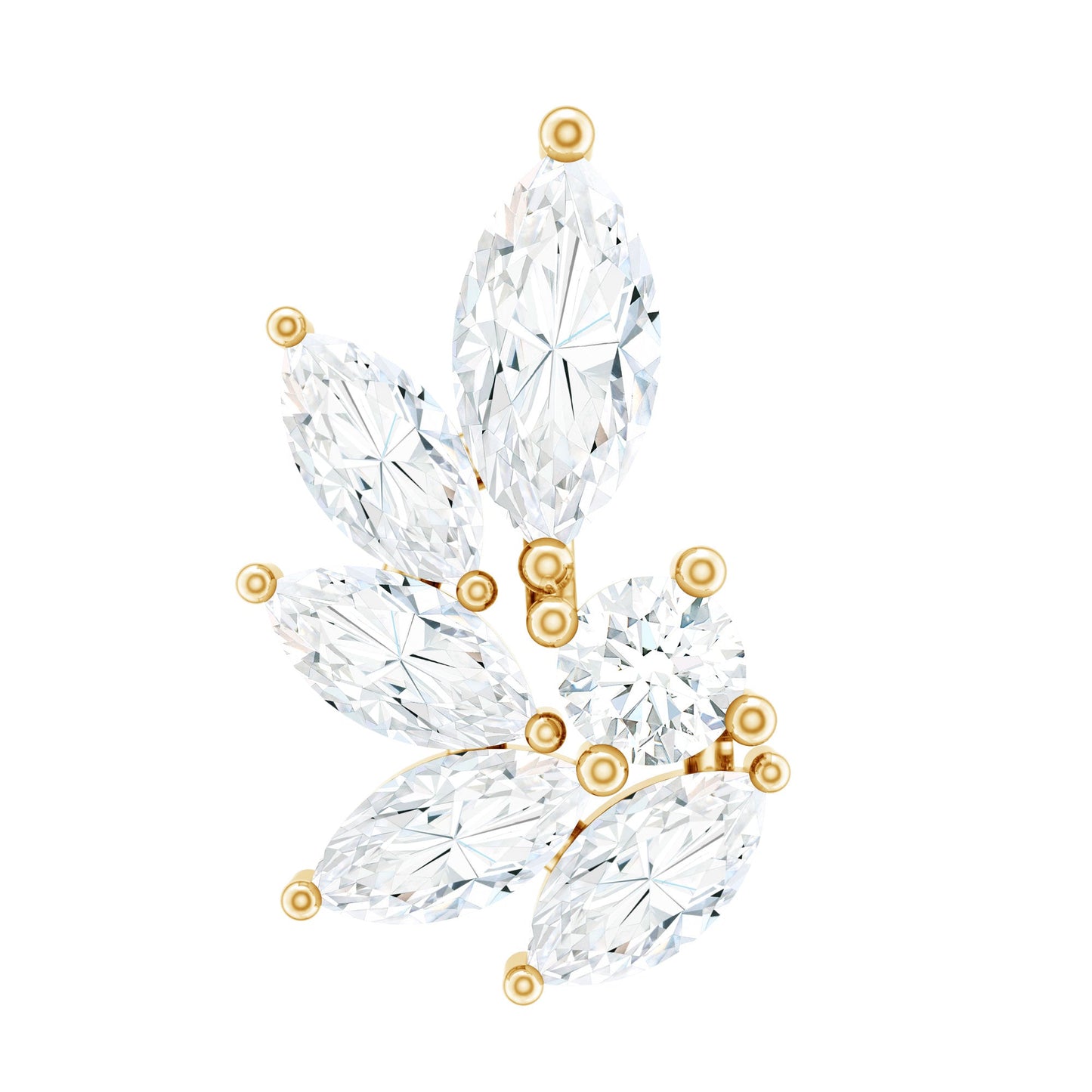 Marquise and Round Cut Moissanite Earring for Cartilage Piercing