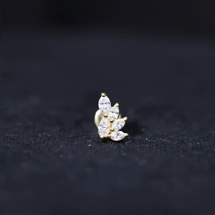 Marquise Moissanite Cluster Earring for Helix Piercing