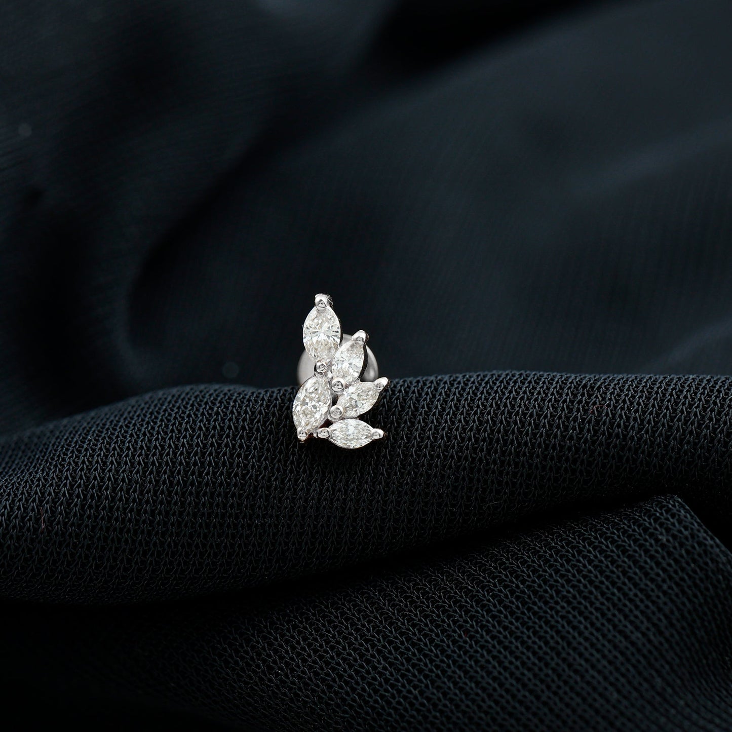 Marquise Moissanite Cluster Earring for Helix Piercing