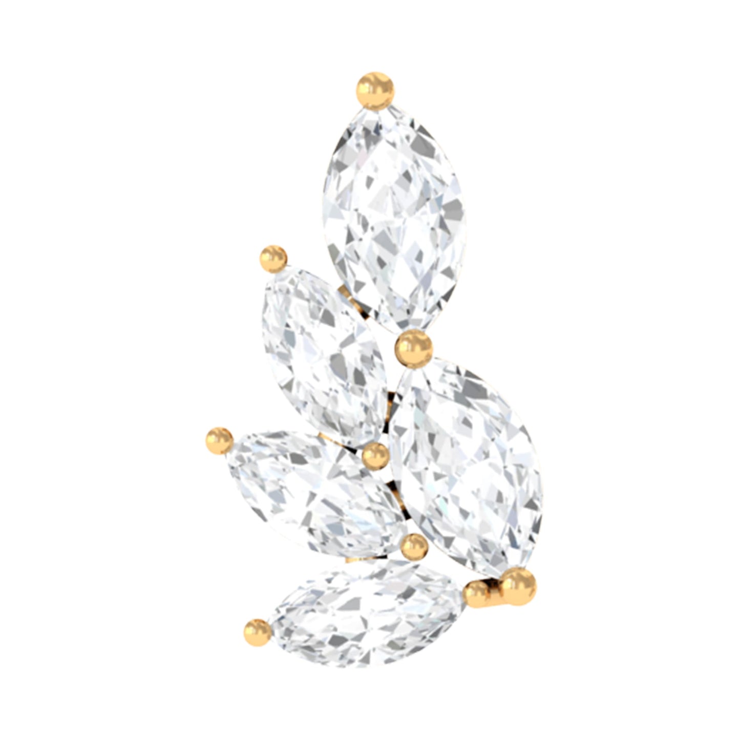 Marquise Moissanite Cluster Earring for Helix Piercing