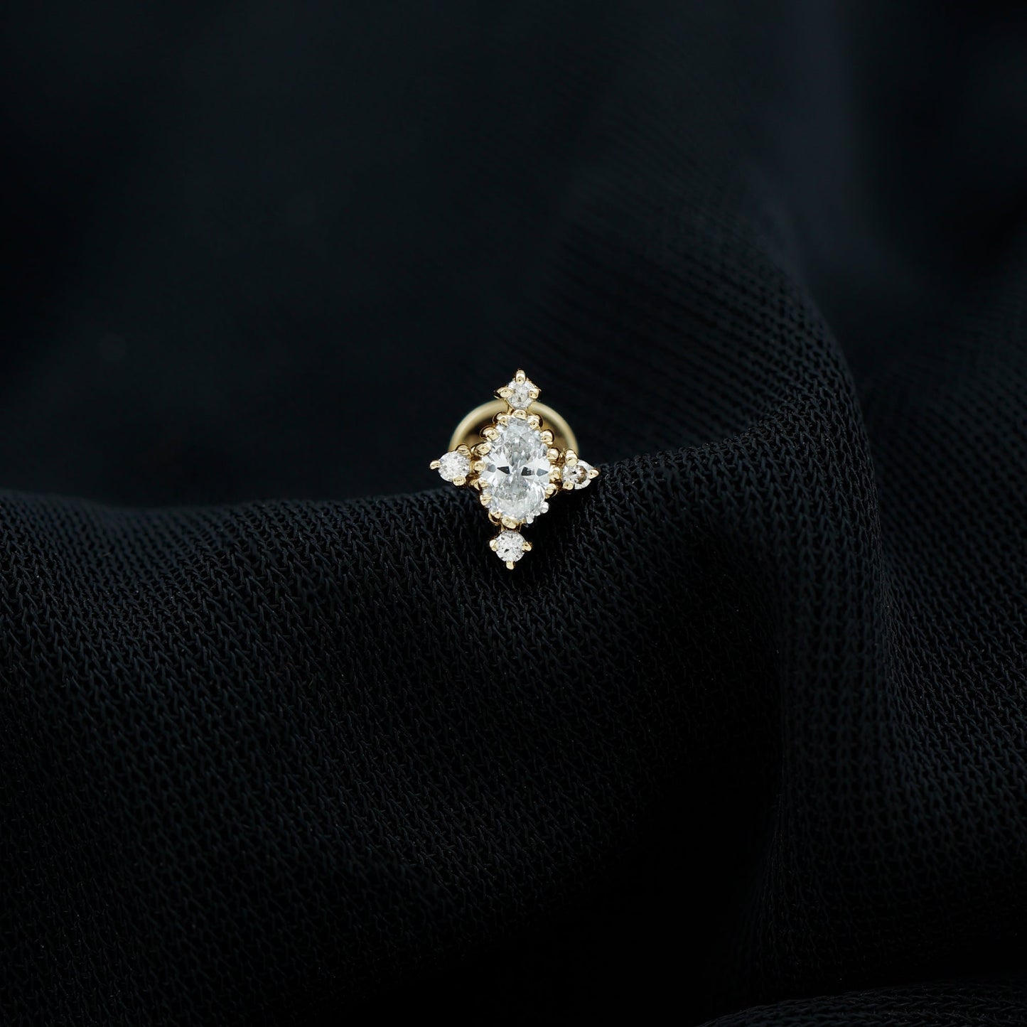 Vintage Inspired Moissanite Oval Conch Earring