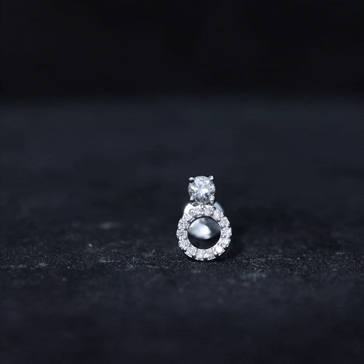 Certified Moissanite Open Circle Cartilage Earring for Women