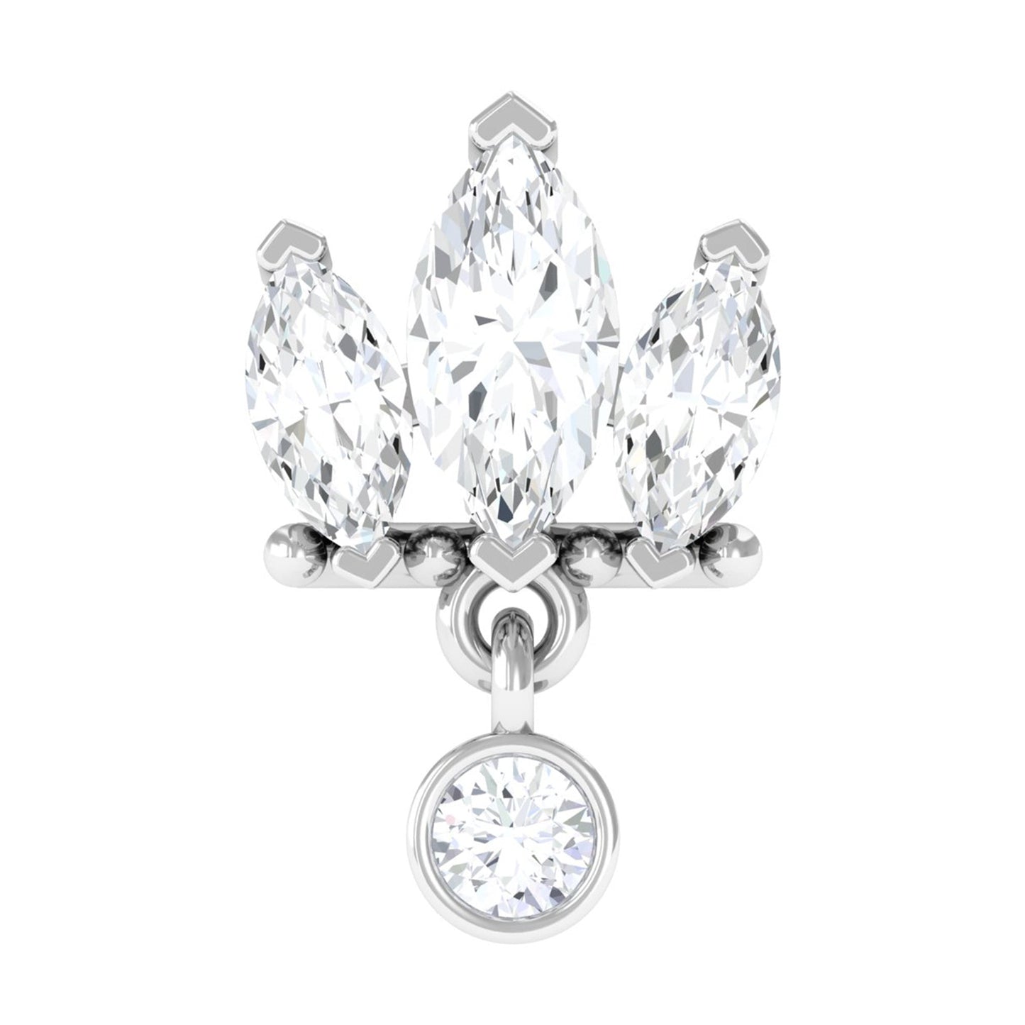 Marquise Moissanite Stud Drop Earring for Helix Piercing