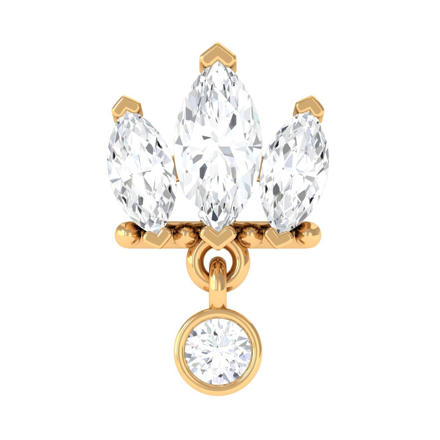 Marquise Moissanite Stud Drop Earring for Helix Piercing