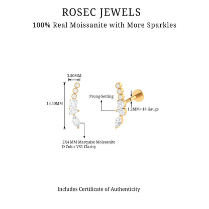 Certified Moissanite Designer Crawler Earring