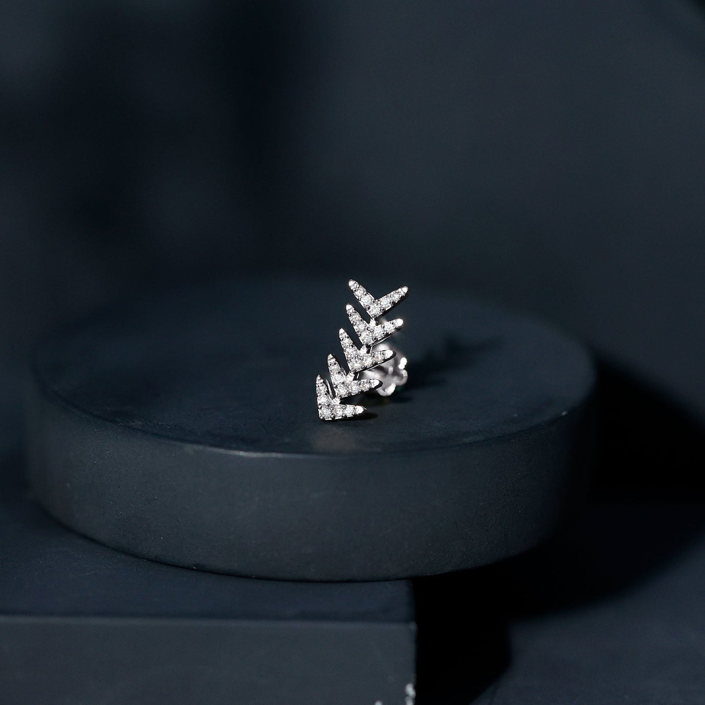 Certified Moissanite Leaf Crawler Earring for Helix Piercing