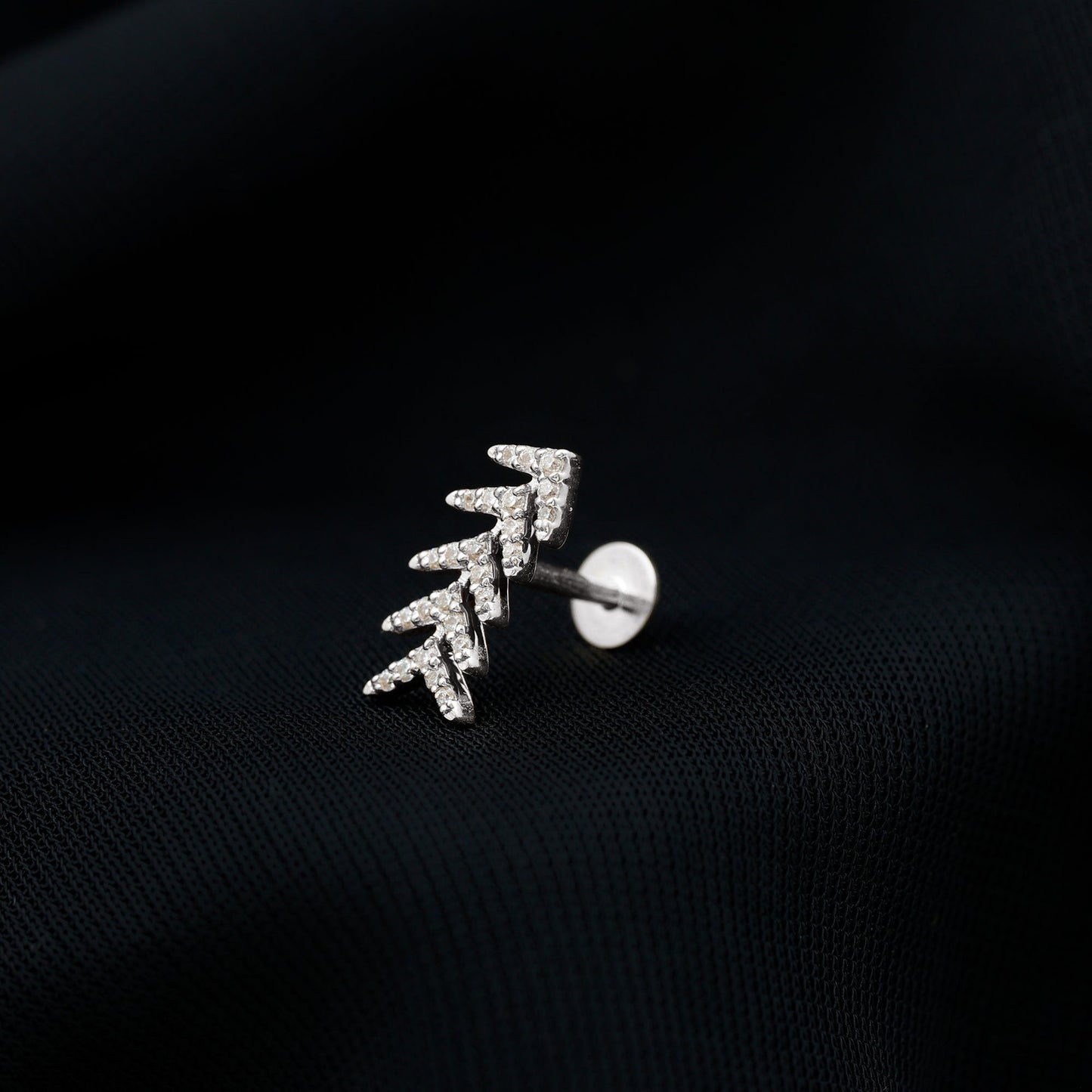 Certified Moissanite Leaf Crawler Earring for Helix Piercing