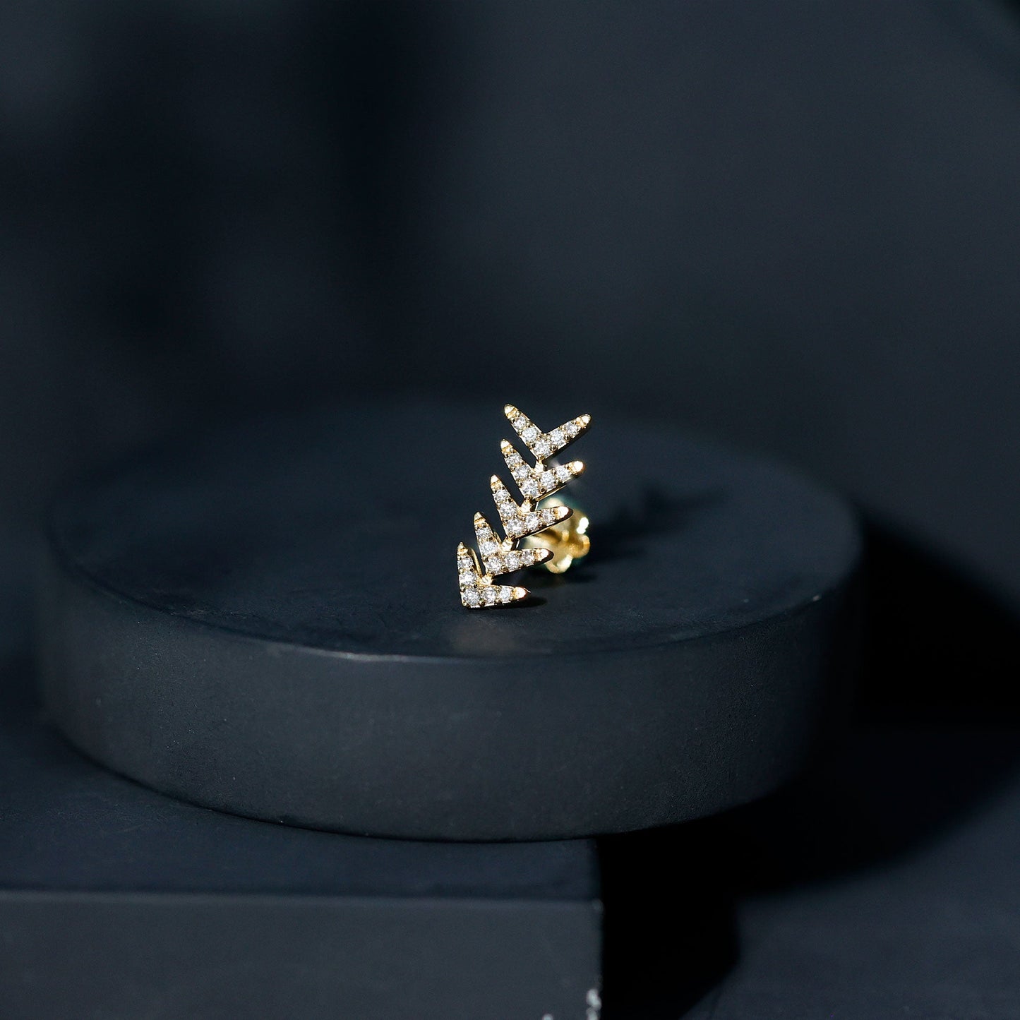 Certified Moissanite Leaf Crawler Earring for Helix Piercing