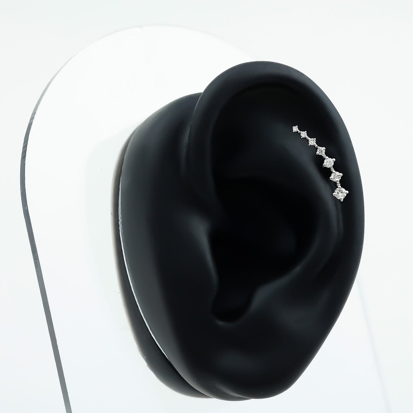 Graduated Style Moissanite Ear Crawler Earring for Helix Piercing